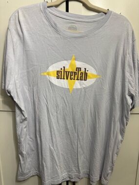 SilverTab Men's Short Sleeve Tee in Light Gray with Yellow Logo